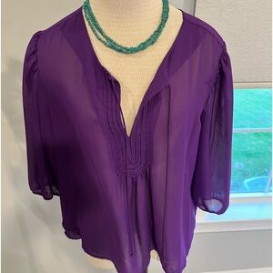 Sheer blouse with tie front detail